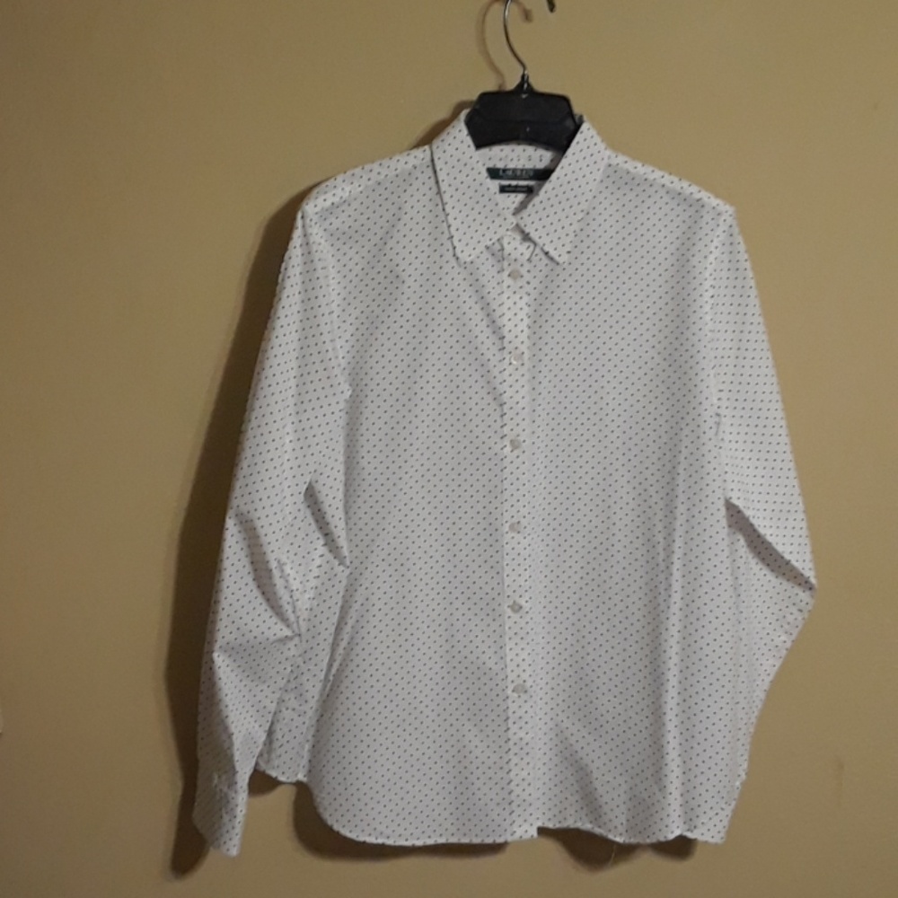 RALPH LAUREN - BLACK & WHITE POLKA DOT BLOUSE  XL